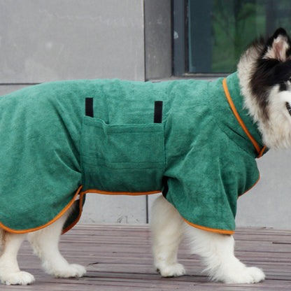 Absorbent Pet Dog Bathrobe Towel -Green