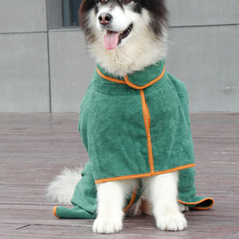 Absorbent Pet Dog Bathrobe Towel -Green
