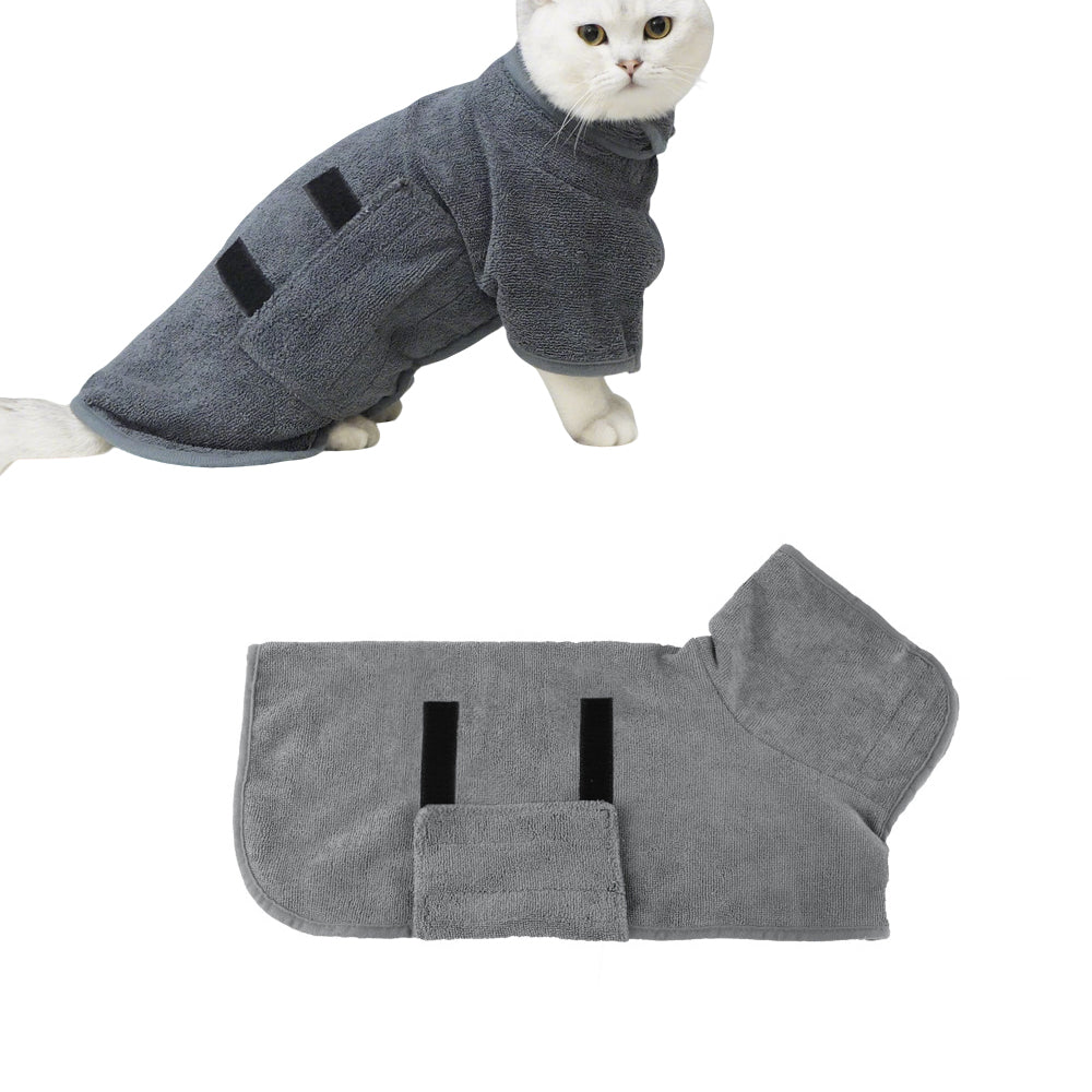 Absorbent Pet Dog Bathrobe Towel -Grey