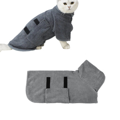 Absorbent Pet Dog Bathrobe Towel -Grey
