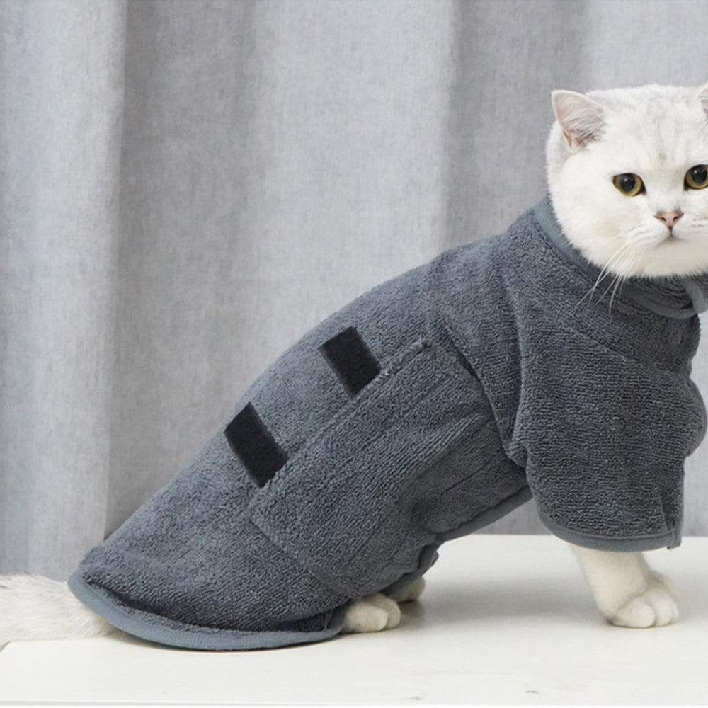 Absorbent Pet Dog Bathrobe Towel -Grey