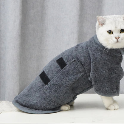 Absorbent Pet Dog Bathrobe Towel -Grey
