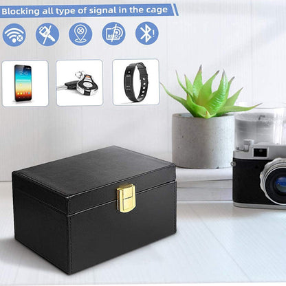 Black PU Leather Car Key Security Box & Pouch Set