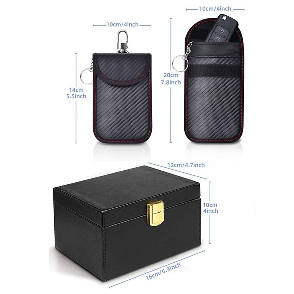 Black PU Leather Car Key Security Box & Pouch Set