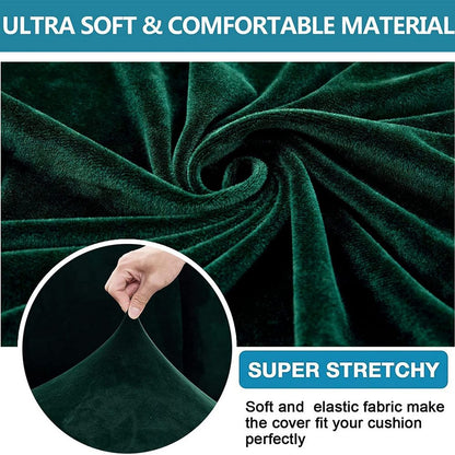 Stretch Velvet Sofa Protector Cover Dark Green