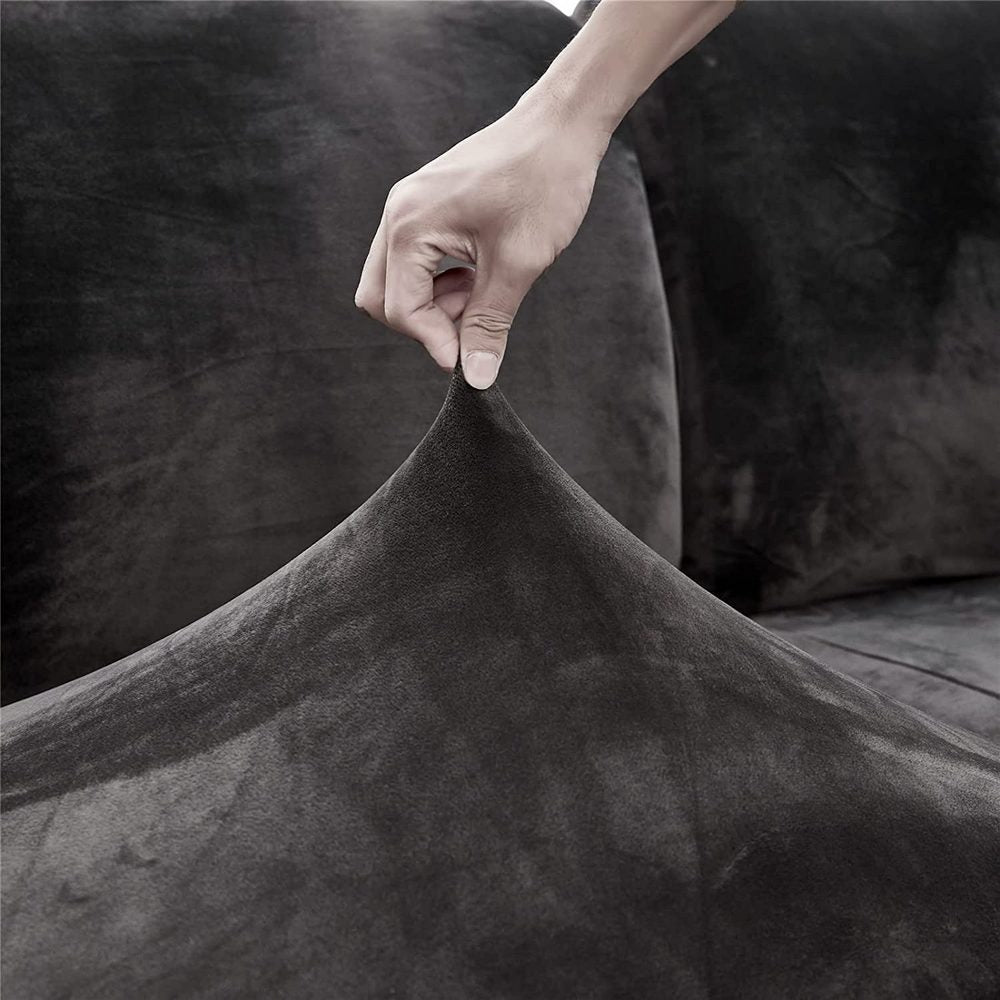 Stretch Velvet Sofa Protector Cover Black