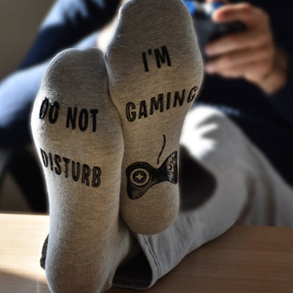 2 Pairs of Unisex Novelty DO NOT DISTURB I'M GAMING Funny Sport Socks