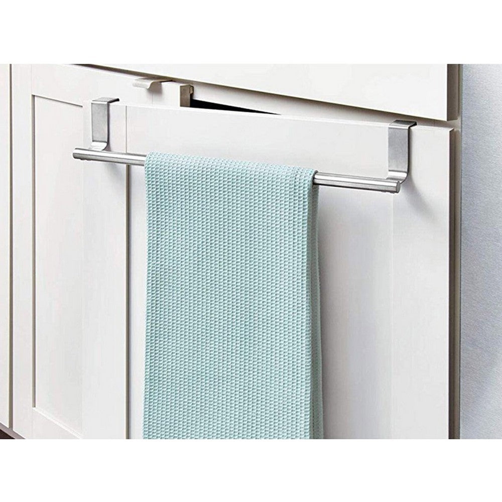 2Pcs Stainless Steel Over Door Kitchen Tea Towel Rail Drawer Holder Cloth