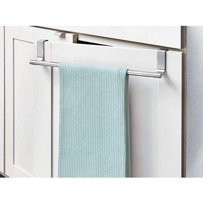 2Pcs Stainless Steel Over Door Kitchen Tea Towel Rail Drawer Holder Cloth