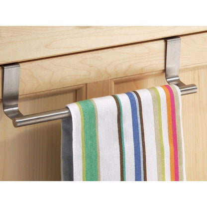 2Pcs Stainless Steel Over Door Kitchen Tea Towel Rail Drawer Holder Cloth