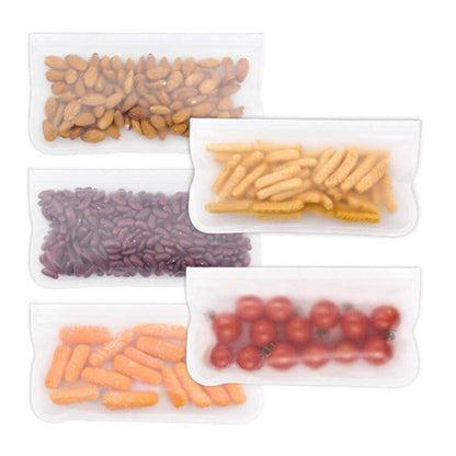 5X Reusable Food Storage Bags Double Ziplock Leakproof Sandwich Bag Fruit Vegetables Storage Pouch