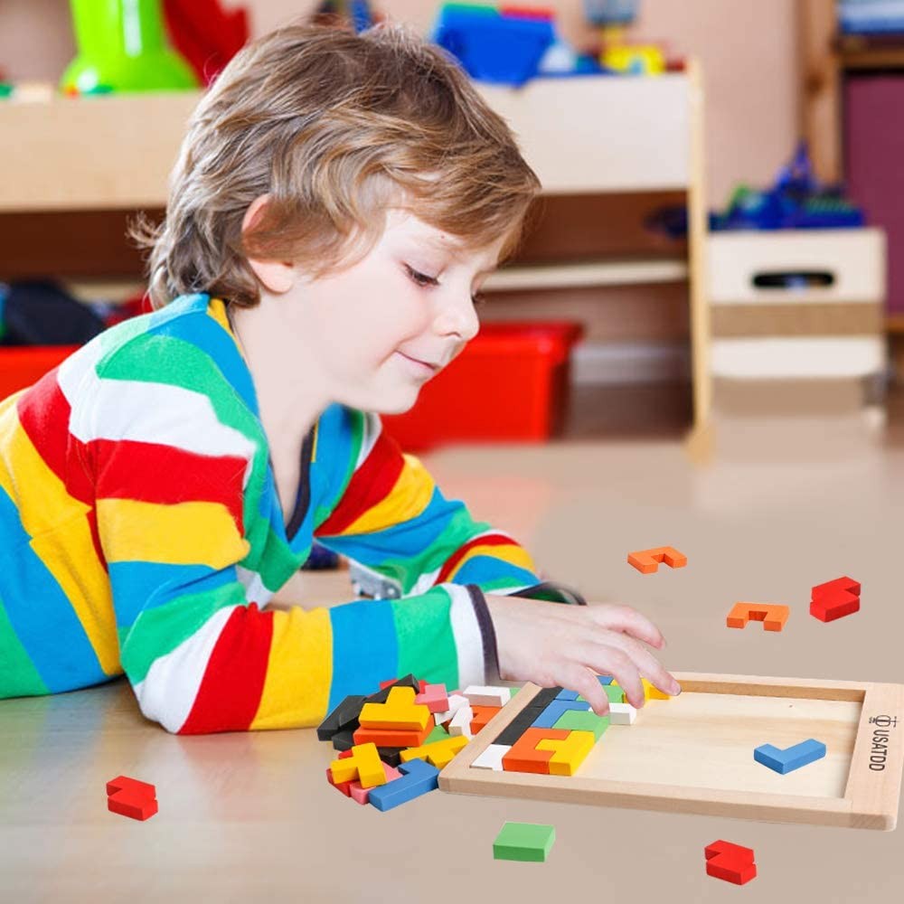 2 X 40PCS Kids Tetris Puzzle Brain Teasers Toy Colorful Jigsaw Blocks Game Toy