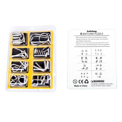 8pcs/Set Baffling Puzzles Mind Brain Teaser Puzzles Anti-Stress Reliever Toys Intelligence Game Toy Gifts for Children