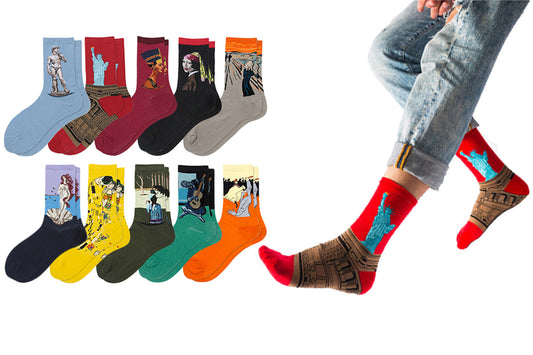 Womens Men Fun Socks Famous Painting Patterned Art Socks 10 pairs