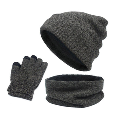 3pcs Set Gloves Winter Warm And Neck Scarf Neck Warmer Hat Scarf Gloves Set Beanie Hat