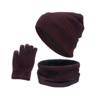 3pcs Set Gloves Winter Warm And Neck Scarf Neck Warmer Hat Scarf Gloves Set Beanie Hat
