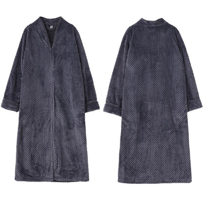 Women Plush Zipper Lounger Robe Grey