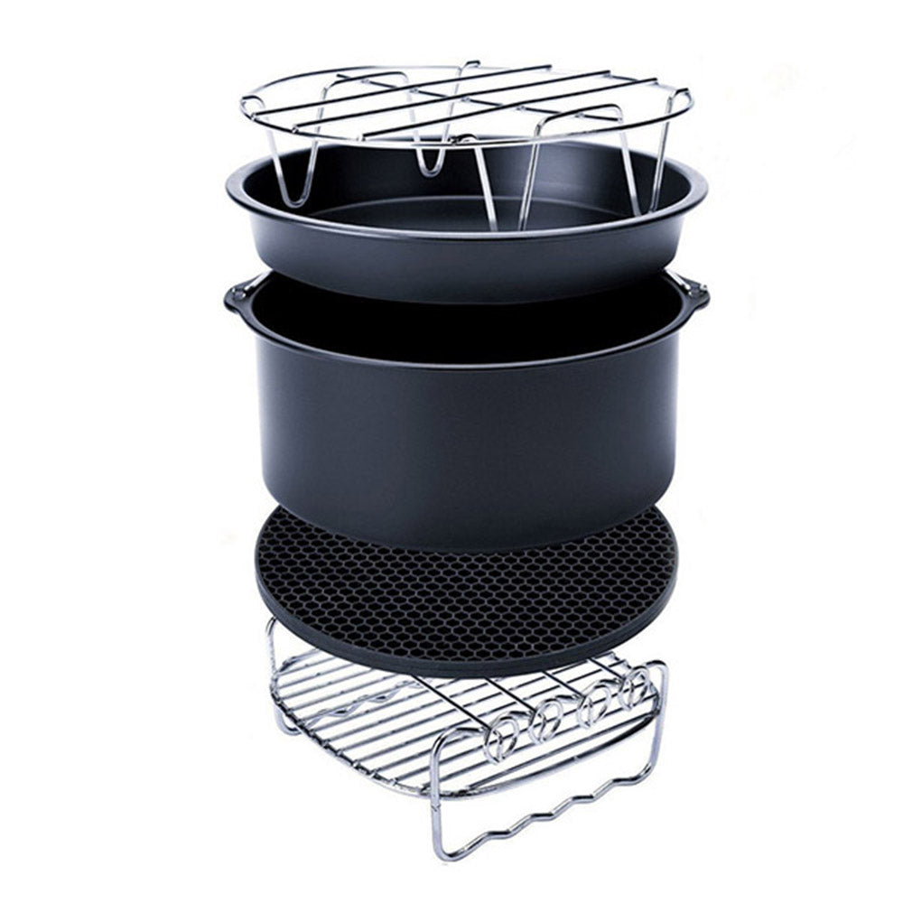 5Pcs Set 6 inch Air Fryer Accessories Cake Pizza BBQ Roast Barbecue Baking Pan Tray