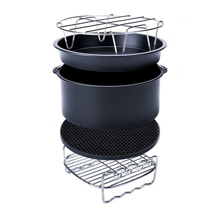 5Pcs Set 6 inch Air Fryer Accessories Cake Pizza BBQ Roast Barbecue Baking Pan Tray