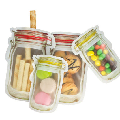 Set of 20pcs Mason Jar Ziplock Bags Fresh Food Storage Bags Reusable Nuts Candy Cookies Bags Sealed Kitchen Organizers
