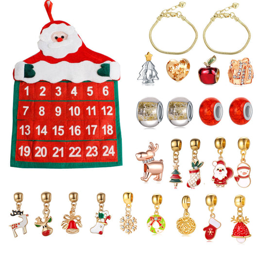 Non-woven Hanging Christmas Advent Charm Calendar Bag-Gold Bracelet