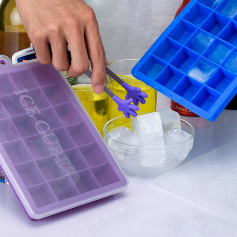 Ice Cube Tray with Lid 24 Grids Ice Cube Molds Silicone Ice Cube Tray Mold Square Shape Ice Cube Maker