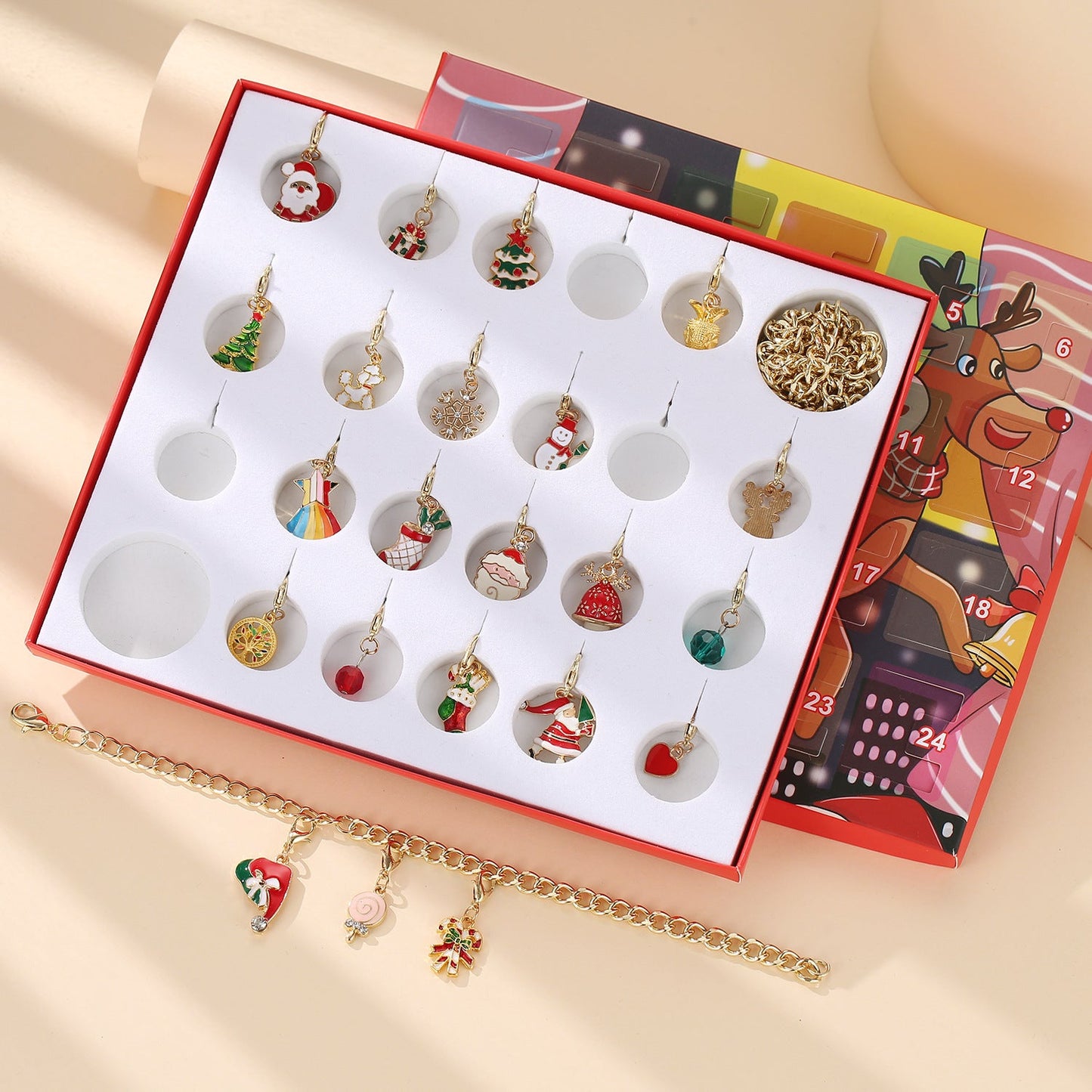 Christmas Advent Charm Calendar-Gold Bracelet