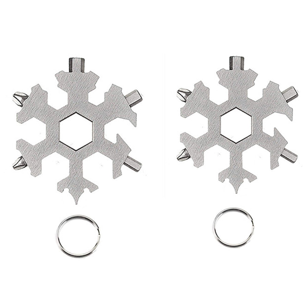 2Pcs Muti-Use Stainless Steel 18-in-1 Snowflake Multi-Tool White