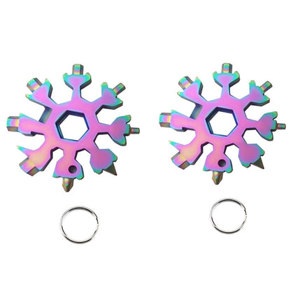 2Pcs Muti-Use Stainless Steel 18-in-1 Snowflake Multi-Tool Color Mixtu