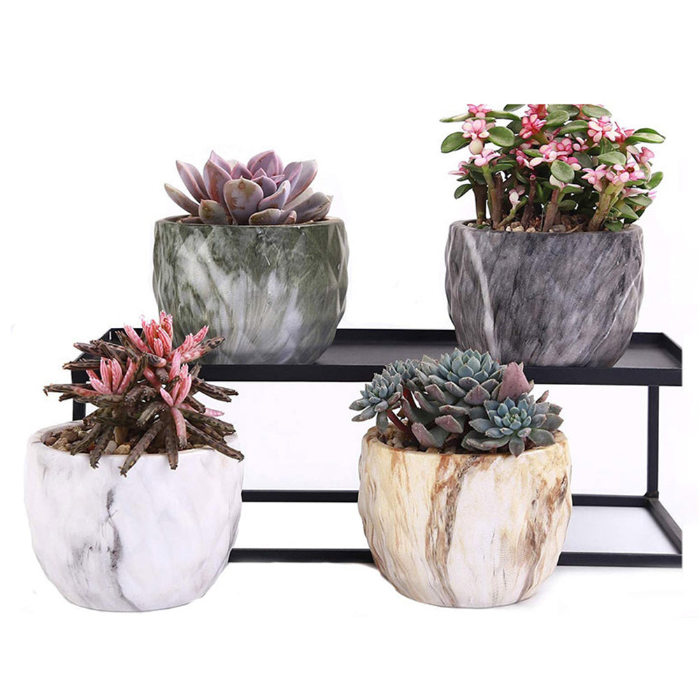 4Pcs Ceramic Flower Pots Garden Home Decor
