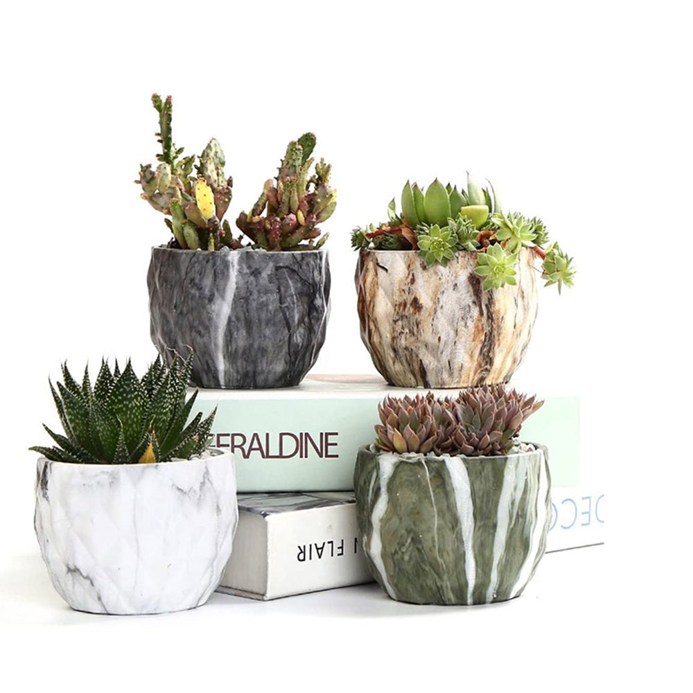 4Pcs Ceramic Flower Pots Garden Home Decor