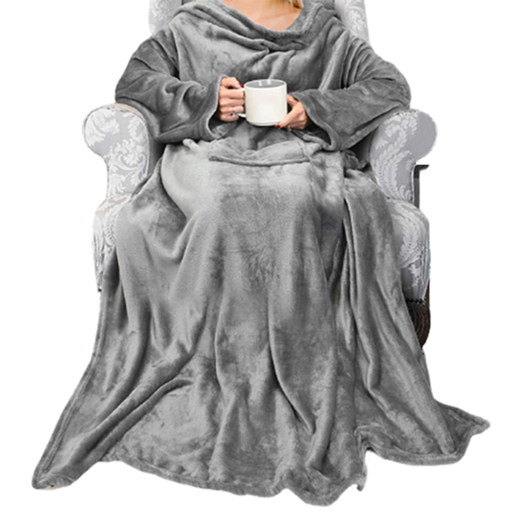 Wearable Blanket with Sleeves and Pocket