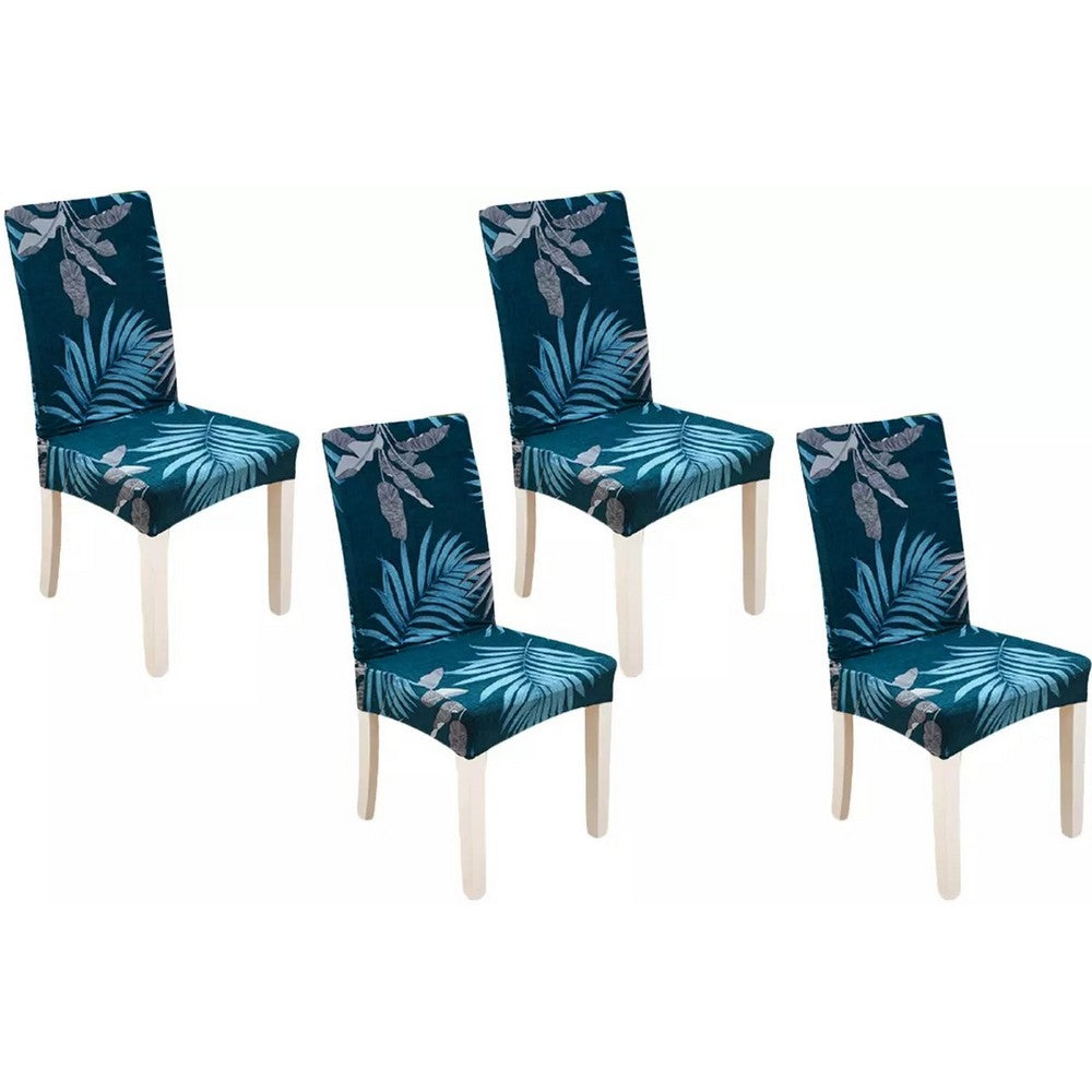 Chair Cover 4-Pack Stretch Floral Dining Chair Slipcover -Blue