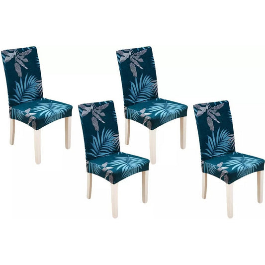 Chair Cover 4-Pack Stretch Floral Dining Chair Slipcover -Blue