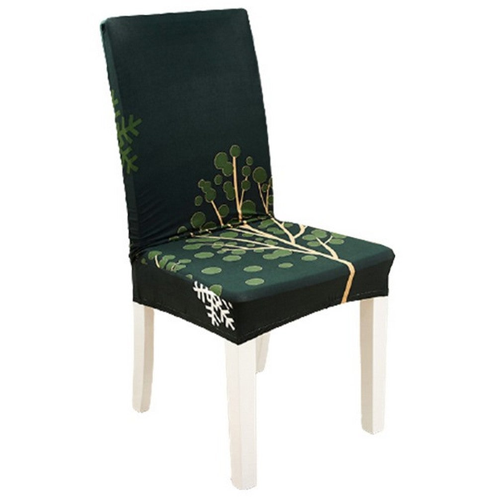 Chair Cover 8-Pack Stretch Floral Dining Chair Slipcover -Dark Green