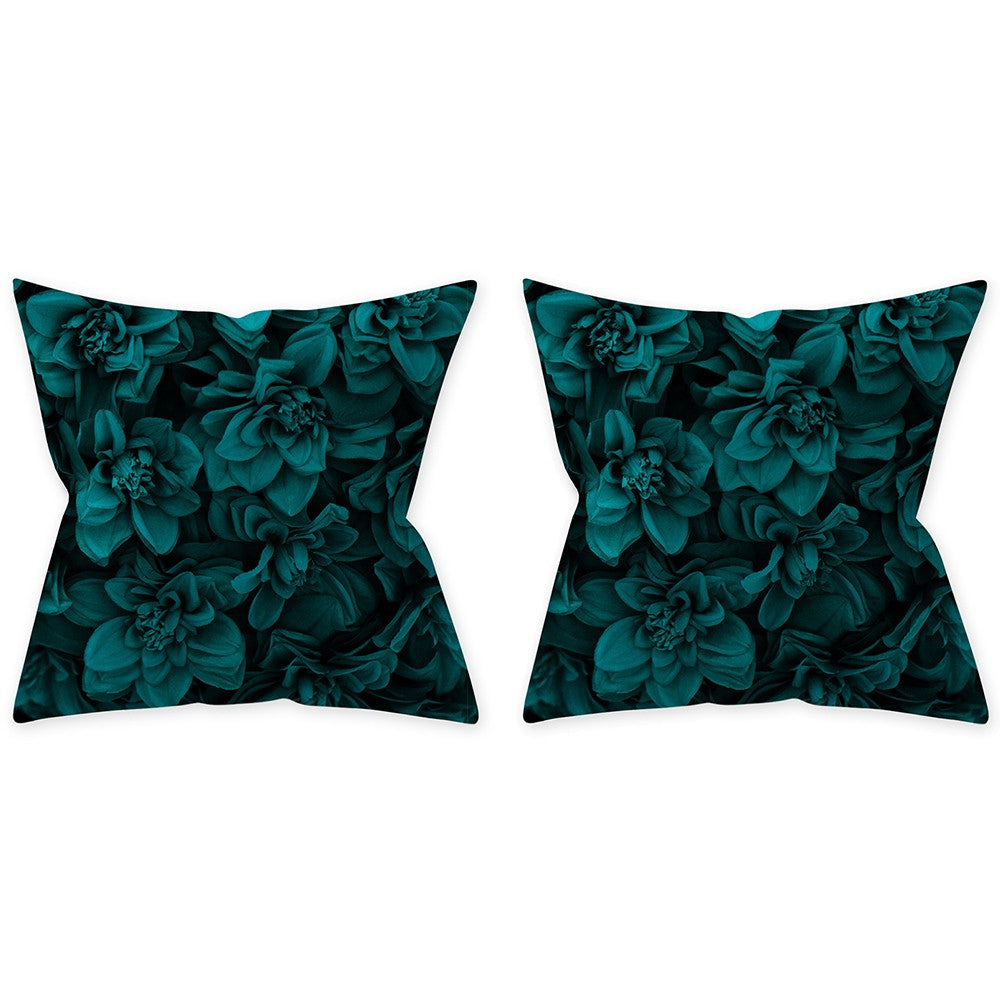Pillow Cover 2-Pack Aqua Turquoise Blue Cushion Cover Throw Pillow Cover -Flowers