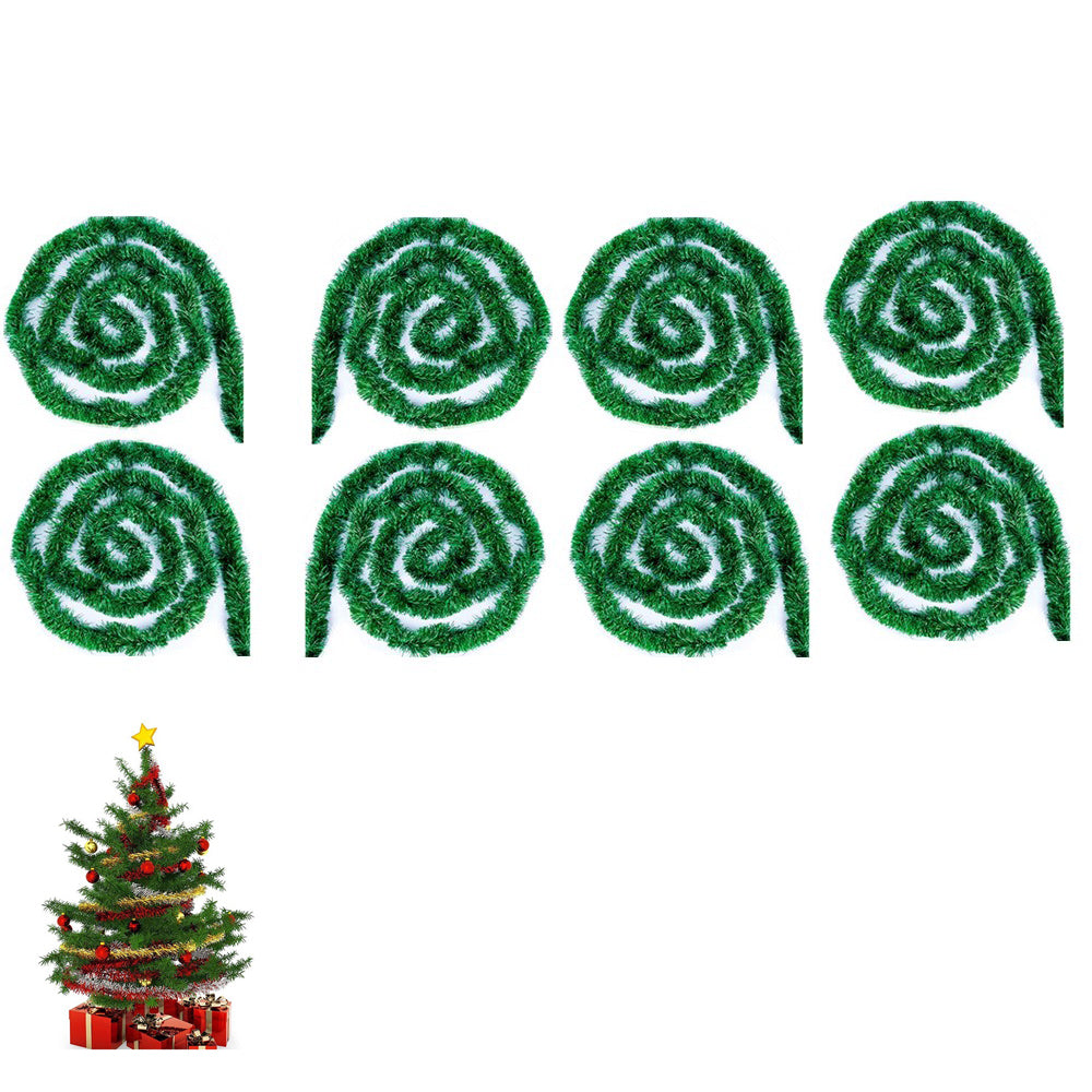 8Pcs Christmas Tinsel Garland Shiny Hanging Twist Garland for Christmas Tree Wedding Party Decorations-Green