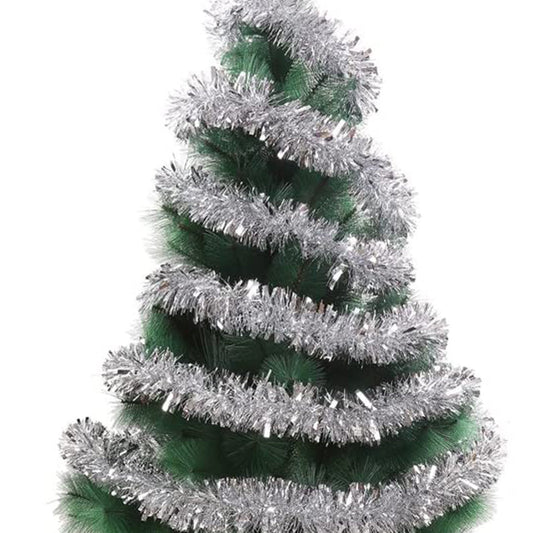 2Pcs Silver Christmas Tinsel Garland Xmas Decor Home Decor