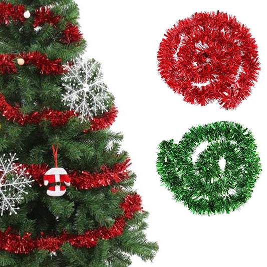 8Pcs Green Red Christmas Tinsel Garland Xmas Decor Home Decor