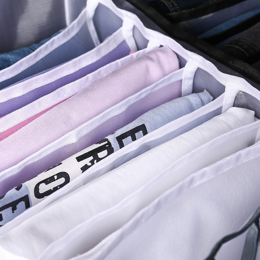 2 Pack Pants Drawer Organizer Divider Mesh Storage Bag Pants Drawer Organizer - White