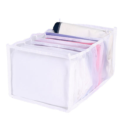 4 Pack Jeans Compartment Storage Box Closet Drawer Mesh Pants Storage-Black and White
