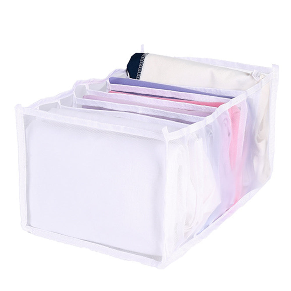 4 Pack Jeans Compartment Storage Box Closet Drawer Mesh Pants Storage-Black and Gray
