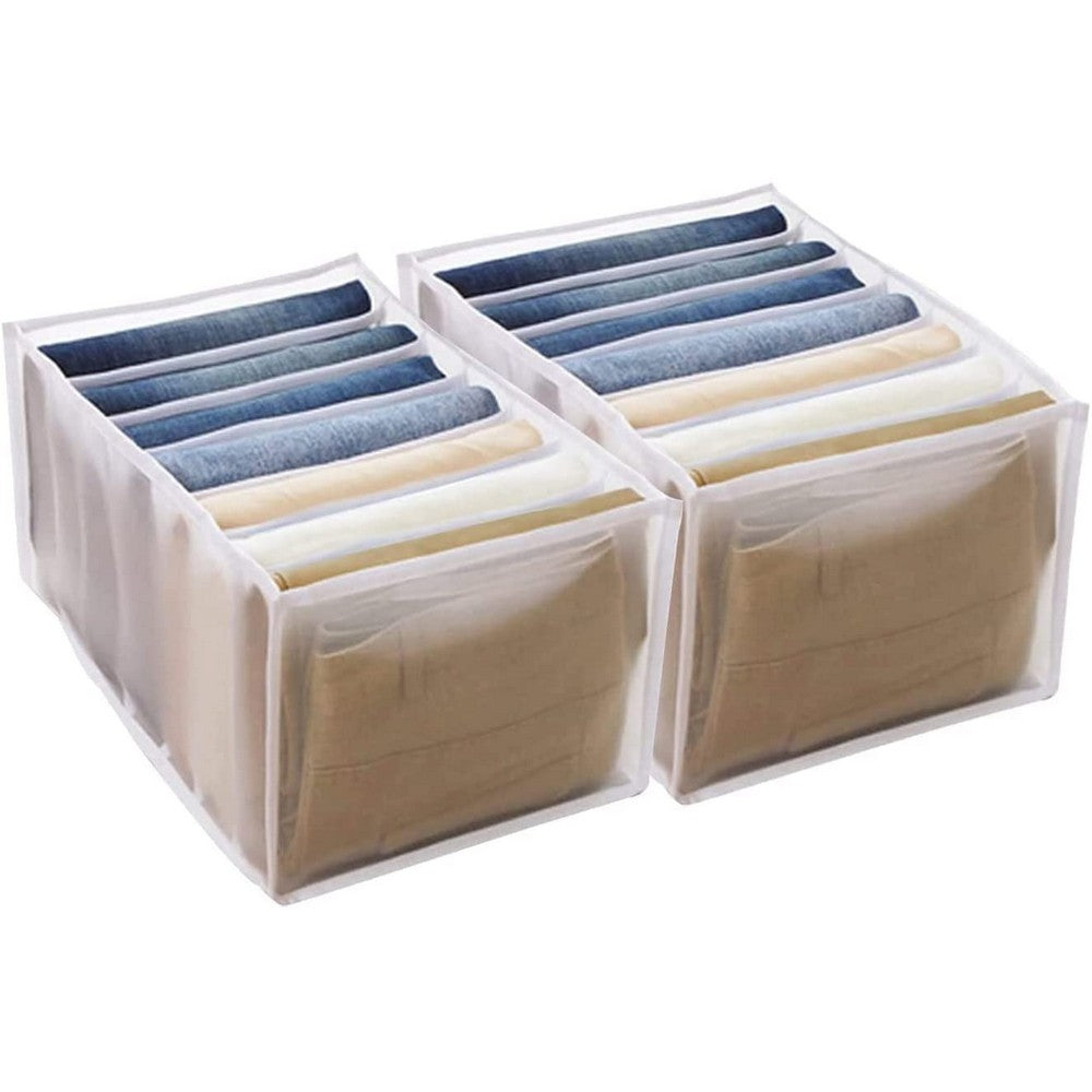 2 Pack Pants Drawer Organizer Divider Mesh Storage Bag Pants Drawer Organizer - White