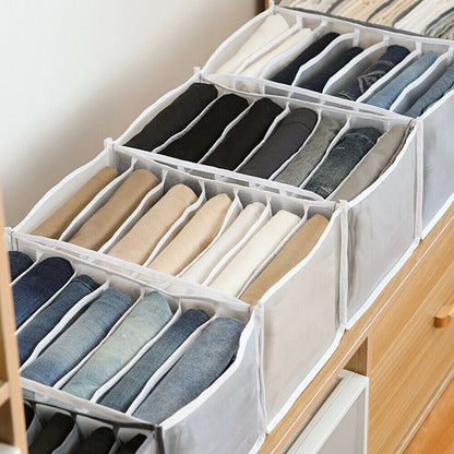 4 Pack Jeans Compartment Storage Box Closet Drawer Mesh Pants Storage-Black and Gray