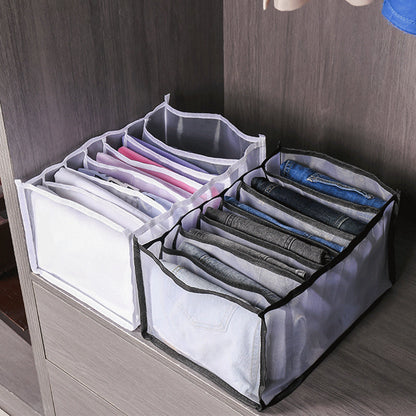 4 Pack Jeans Compartment Storage Box Closet Drawer Mesh Pants Storage-Black and White