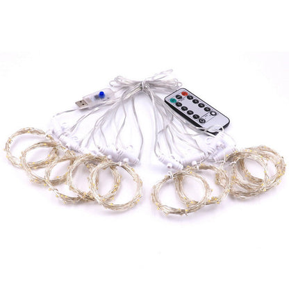 3M Christmas Rainbow LED Curtain Lights Remote Control String Lights