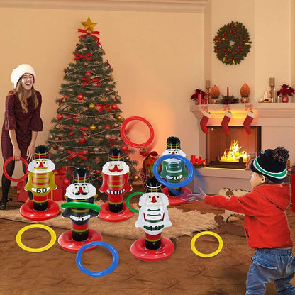 Christmas Inflatable Nutcracker with 4 Rings Throwing Toy