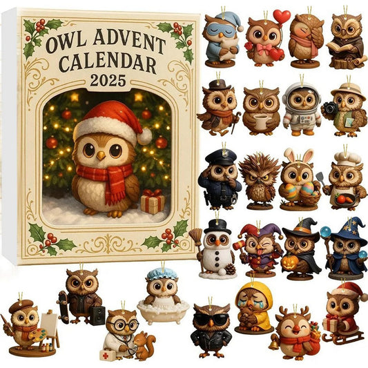 Owl Christmas Advent Calendar with 24 Daily Surprise Xmas Countdown Calendar