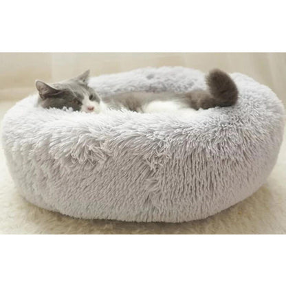Pet Dog Cat Calming Bed Warm Soft Plush Round Nest Comfy Sleeping Kennel Cave