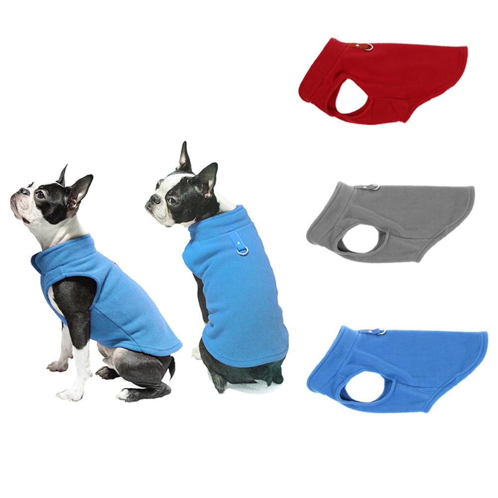 2Pcs Fleece Dog Vest with Leash Ring Pullover Pet Fleece Jacket